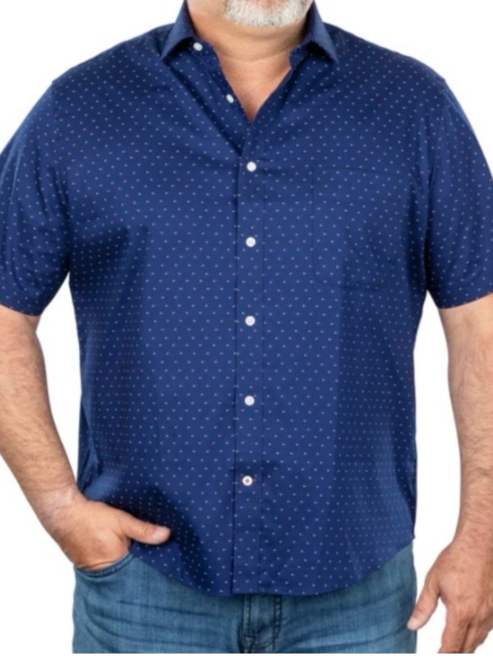 Tommy Hilfiger 2XL Flag Logo Crest all over Geo Print Short Sleeve Button Shirt